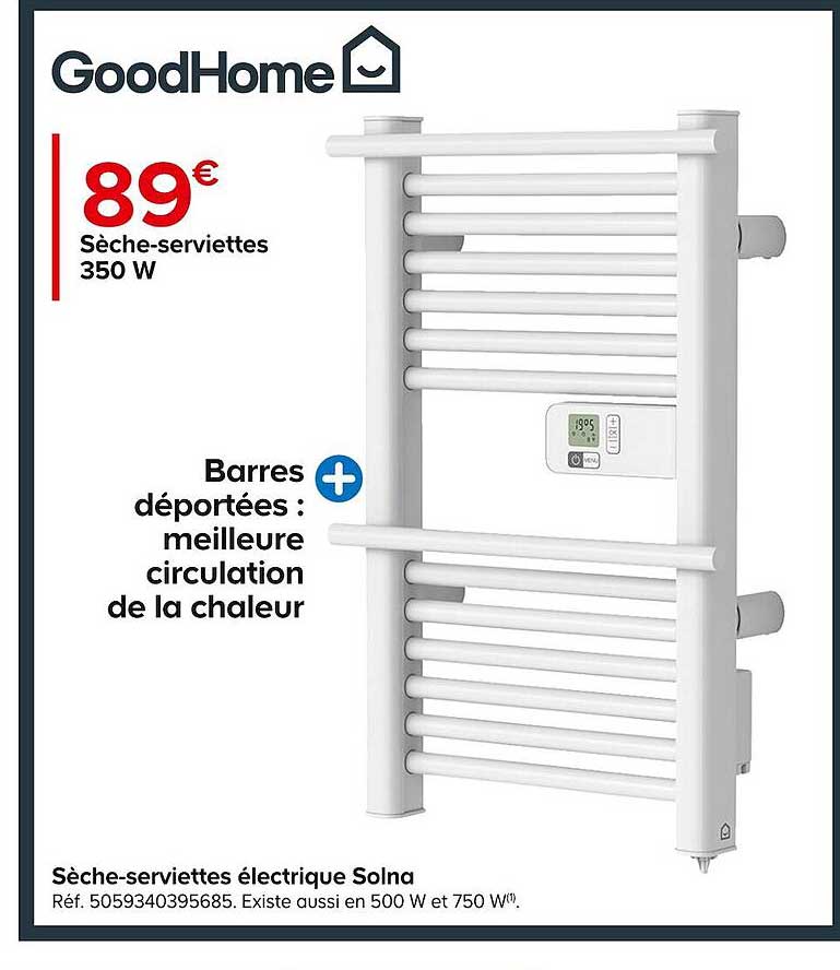 sèche-serviettes électrique solna 350 w goodhome