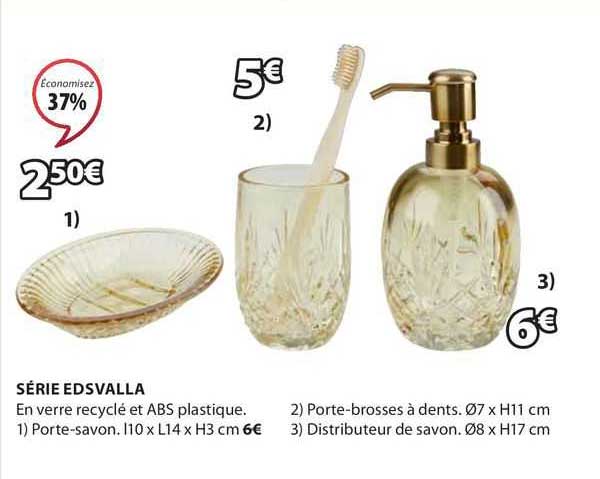 série edsvalla : porte-savon, porte-brosses à dents, distributeur de savon