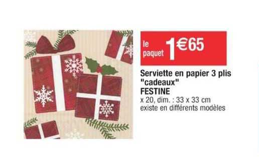 serviette en papier 3 plis "cadeaux" festine