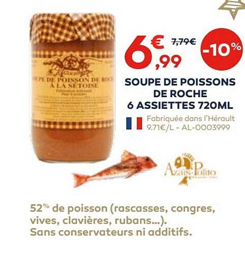 soupe de poissons de roche 6 assiettes 720 ml
