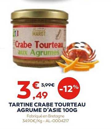 tartine crabe tourteau agrume d'asie 100 g
