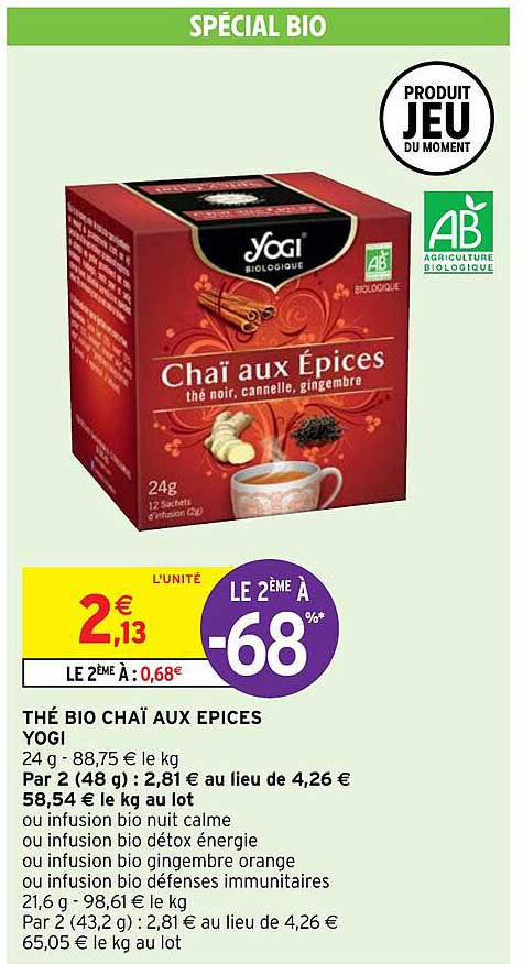 thé bio chaï aux épices yogi