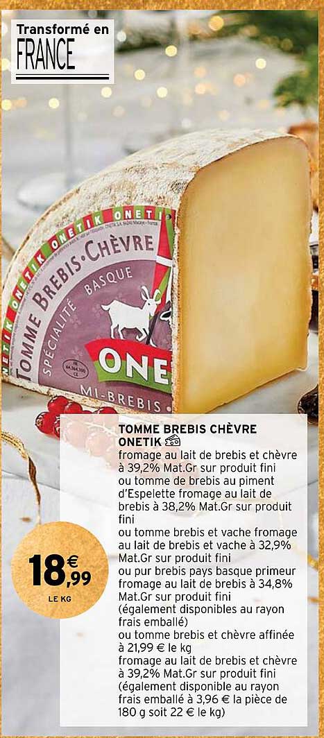 Tomme Brebis Chèvre Onetik