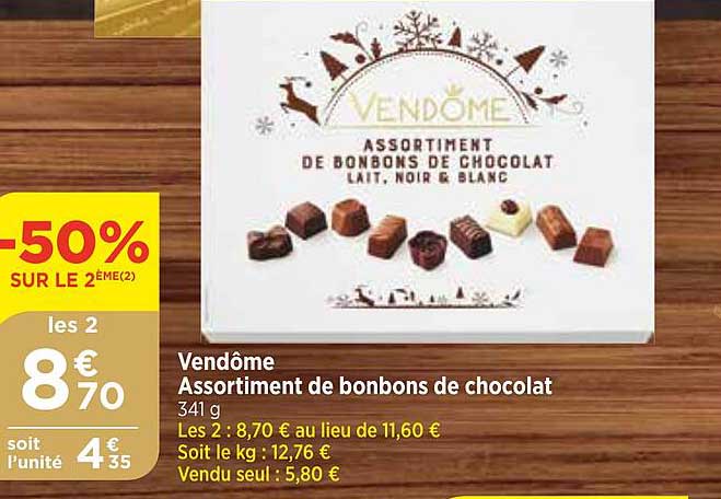vendôme assortiment de bonbons de chocolat
