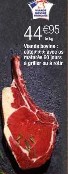 viande bovine : côte avec os maturée 60 jours à griller ou à rôtir