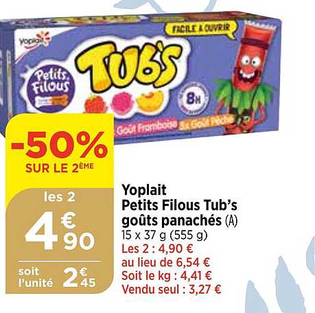 yoplait petits filous tub's goûts panachés
