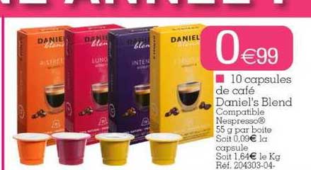 10 capsules de café daniel's blend