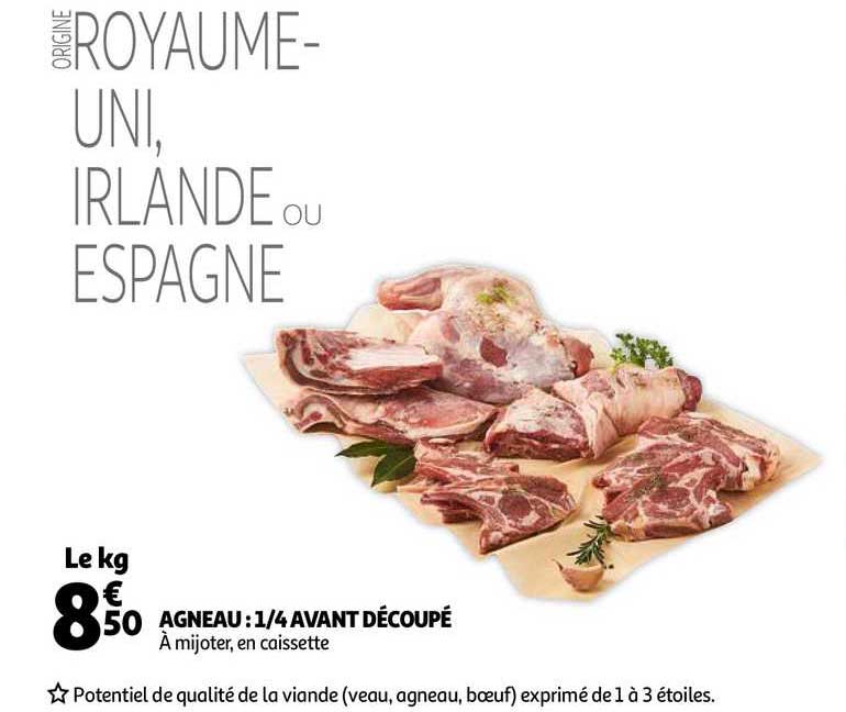 agneau : 1-4 avant découpé