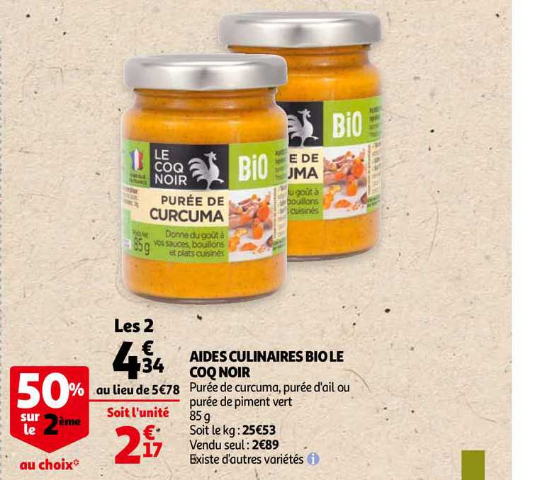 aides culinaires bio le coq noir 50% sur le 2ème au choix