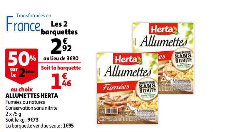 Allumettes Herta 50% Sur Le 2ème Au Choix