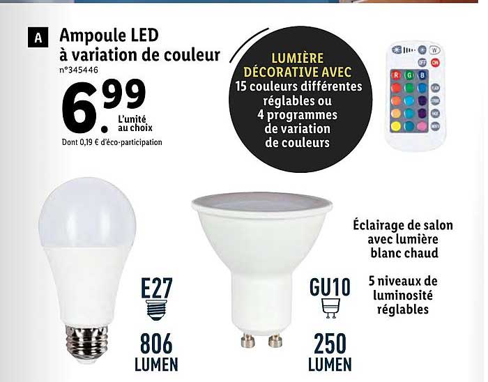ampoule led à variation de couleur