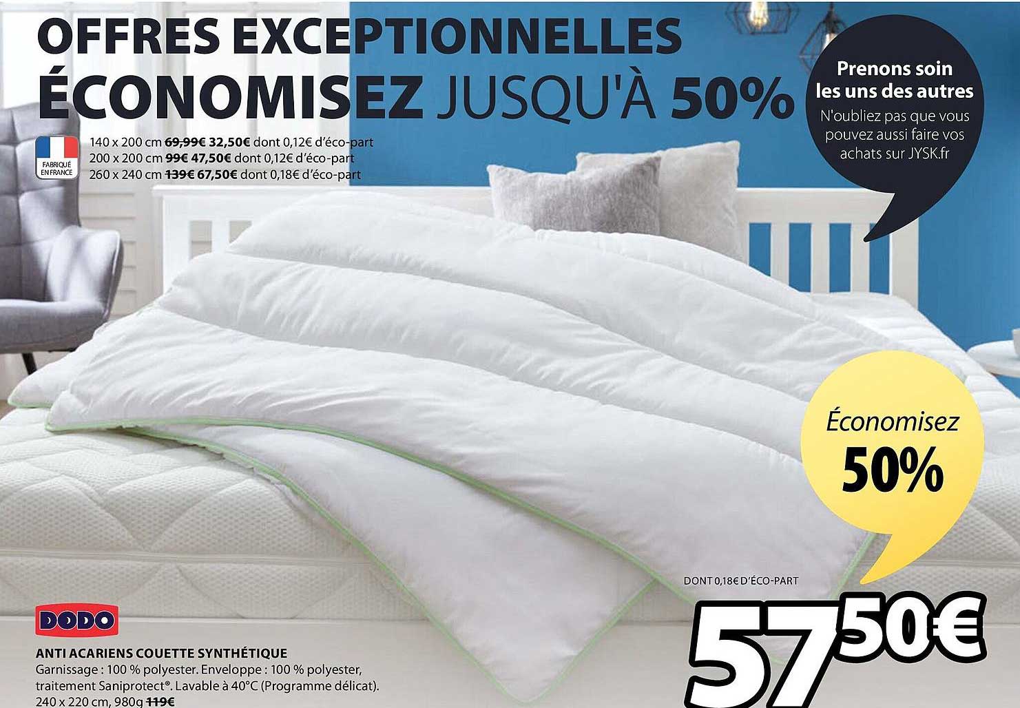 anti acariens couettes synthétique dodo