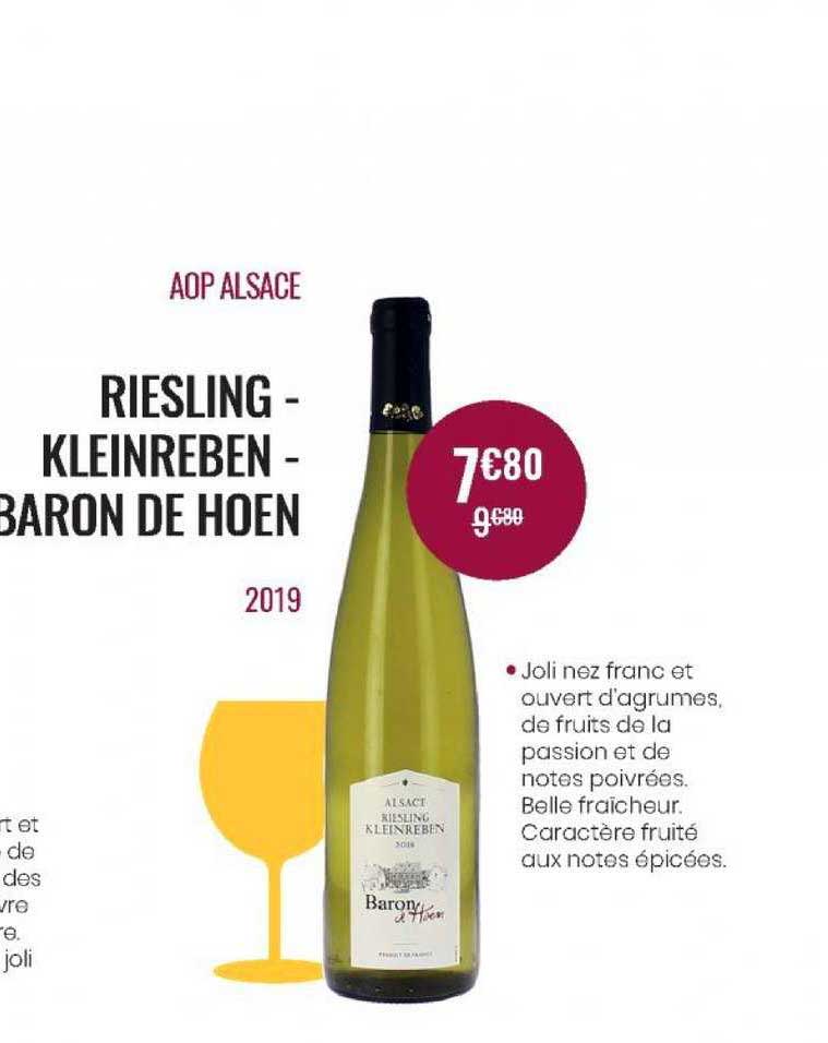aop alsace riesling - kleinreben - baron de hoen