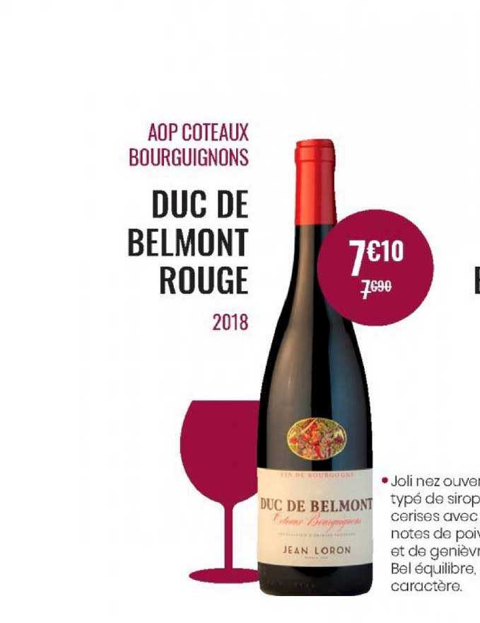 Aop Coteaux Bourguignons Duc De Belmont Rouge 2018