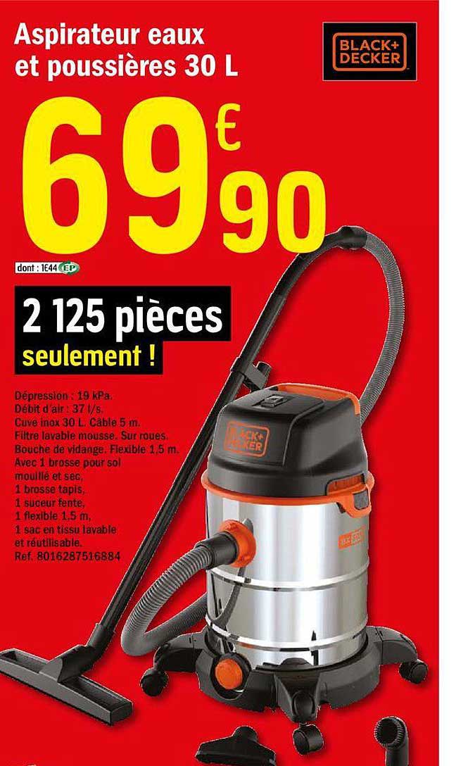 aspirateur eaux et poussières 30 l black+decker