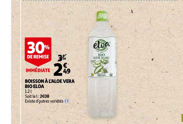 boisson à l'aloe vera bio eloa 30% de remise immédiate