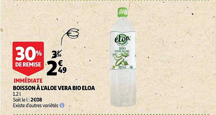 boisson l'aloe vera bio eloa 30% de remise immédiate