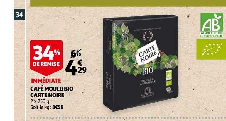 Café Moulu Bio Carte Noire 34% De Remise Immédiate