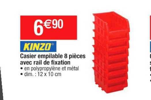 Casier Empilable 8 Pièces Avec Rail De Fixation Kinzo