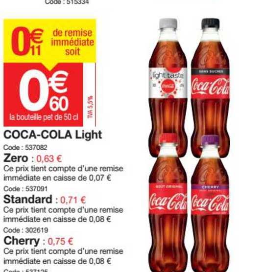 coca-cola light zero, standard, cherry