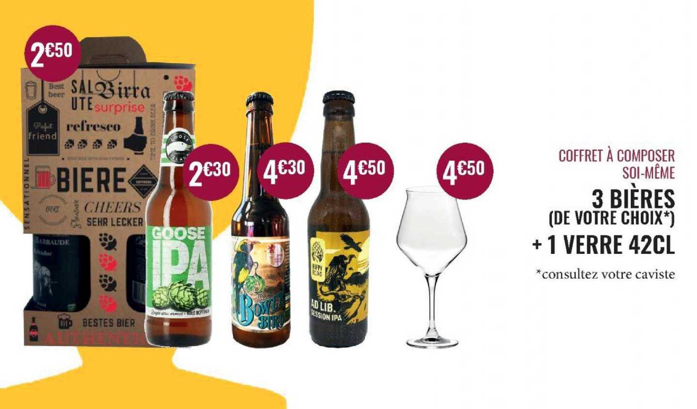 coffret à composer soi-même 3 bières + 1 verre