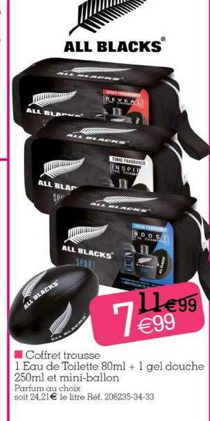 all blacks coffret trousse 1 eau de toilette + 1 gel douche et mini ballon