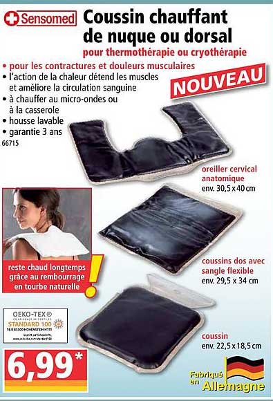 coussin chauffant de nuque ou dorsal sensomed