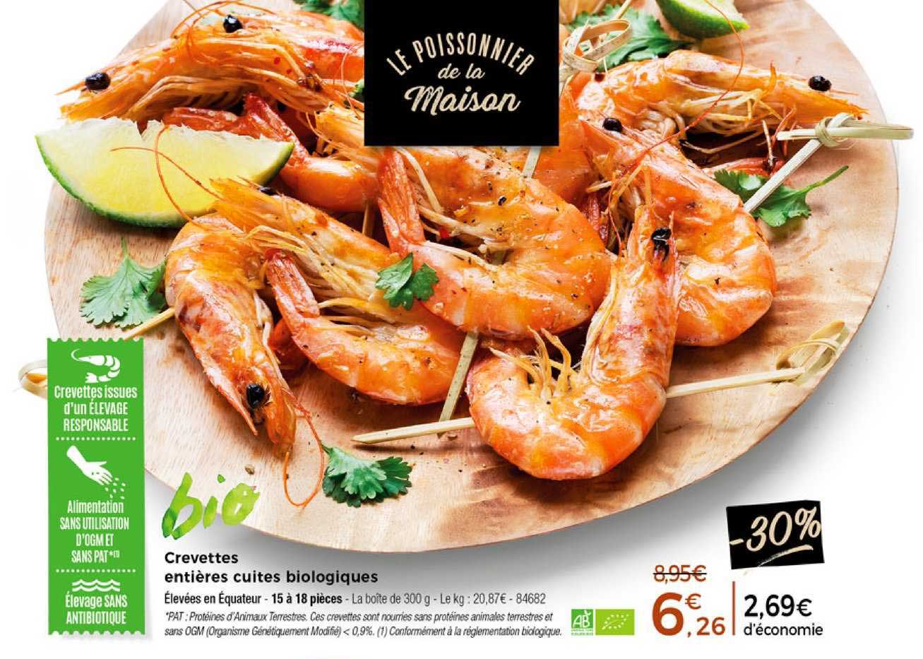 Crevettes Entières Cuites Biologique