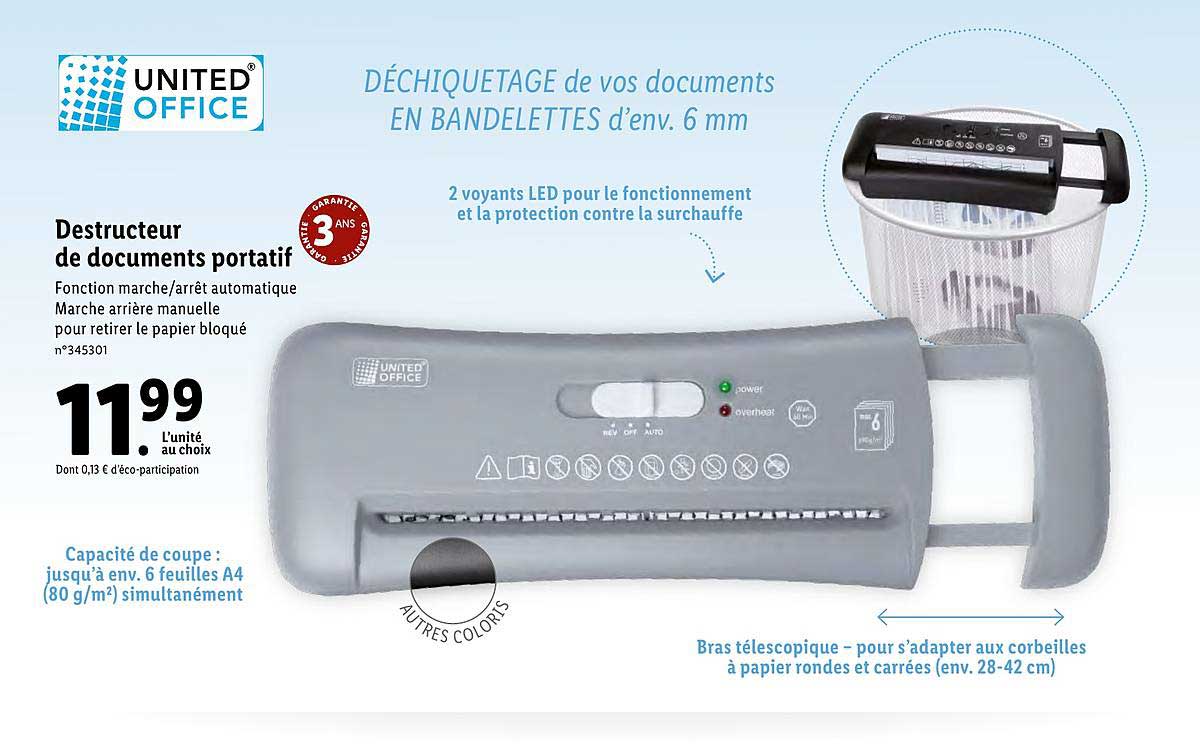 destructeur de documents portatif united office