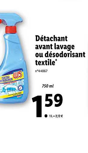 détachant avant lavage ou désodorisant textile w5