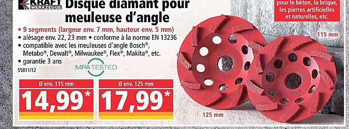 disque diamant pour meuleuse d'angle kraft werkzuge
