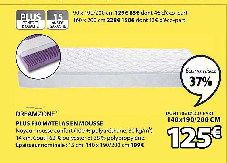 Dreamzone Plus F30 Matelas En Mousse