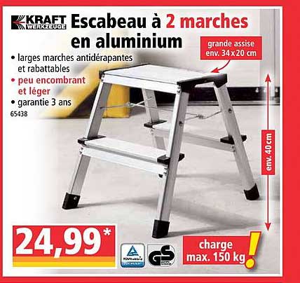 escabeau à 2 marches en aluminium kraft werkzeuge