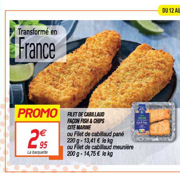 filet de cabillaud façon fish & chips cité marine