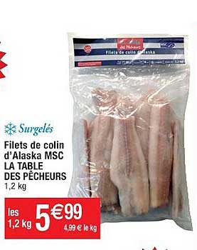 filets de colin d'alaska msc la table des pêcheurs
