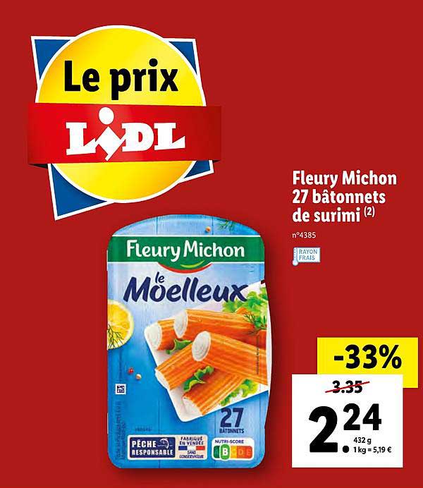 fleury michon 27 bâtonnets de surimi