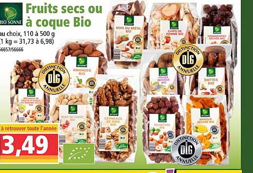 fruits secs ou à coque bio bio sonne