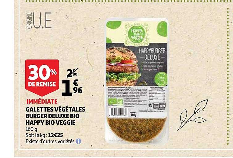 Galettes Végétales Burger Deluxe Bio Happy Bio Veggie 30% De Remise Immédiate