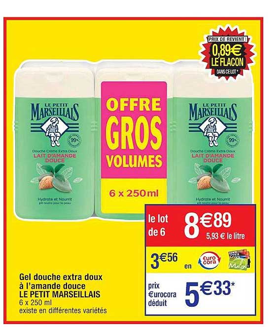 gel douche extra doux à l'amande douce le petit marseillais