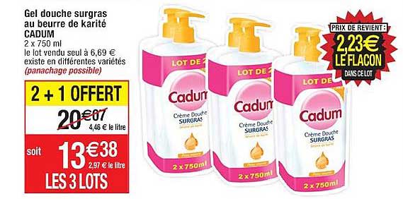 gel douche surgras au beurre de karité cadum