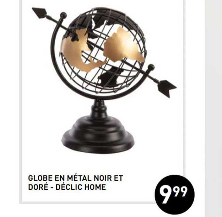 globe en métal noir et doré - déclic home