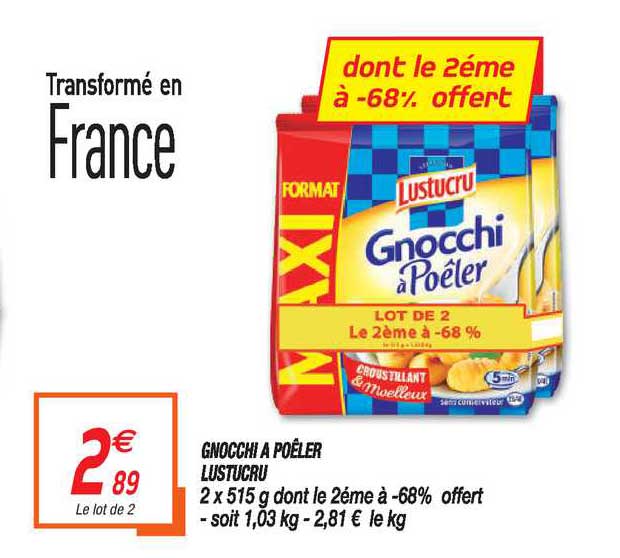 Gnocchi à Poêler Lustucru Le 2ème à -68% Offert