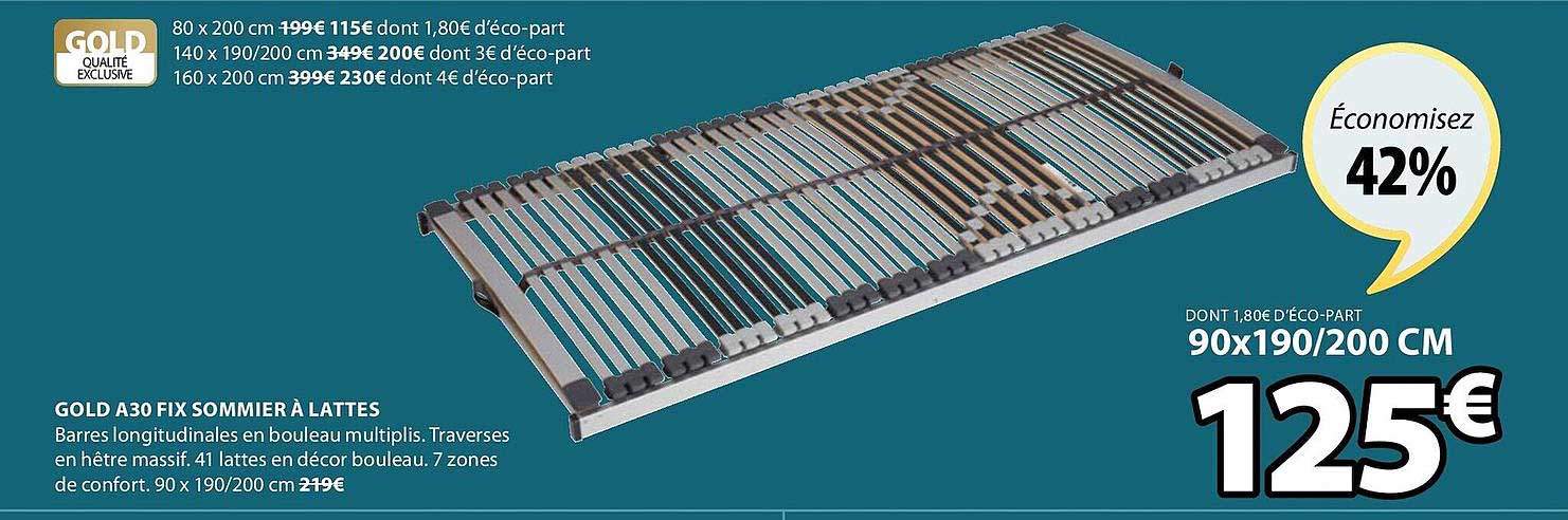 Gold A30 Fix Sommier à Lattes