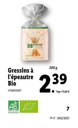 gressins à l'épeautre bio