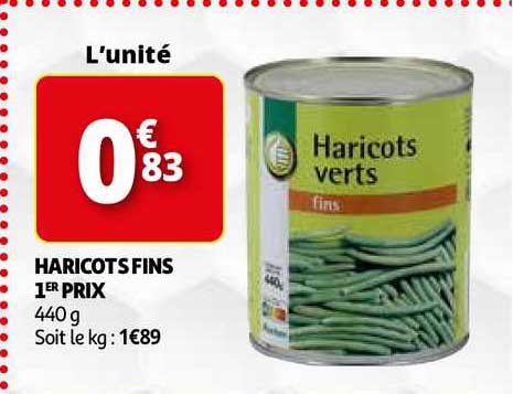 haricots fins 1er prix pouce
