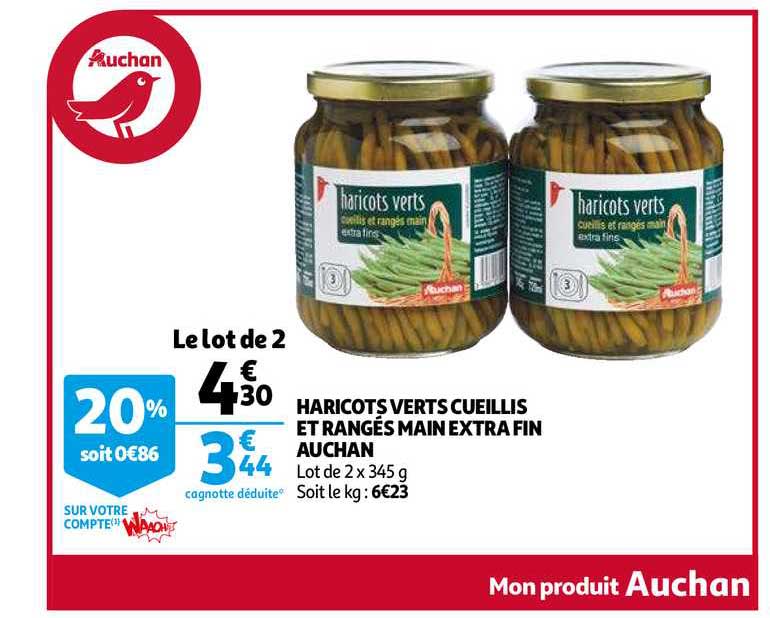 haricots verts cueillis et rangés main extra fin