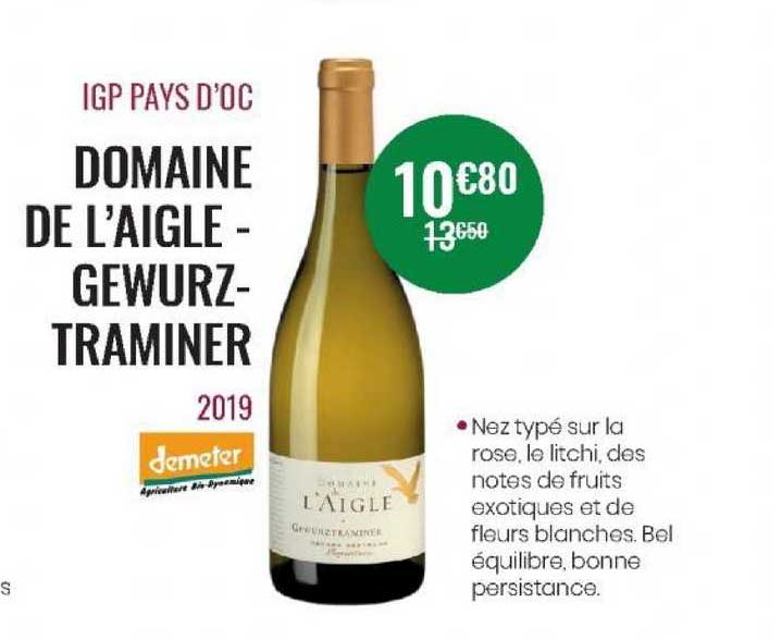 igp pays d'oc domaine de l'aigle - gewurztraminer