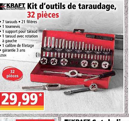 kit d'outils de taraudage, 32 pièces kraft werkzuge