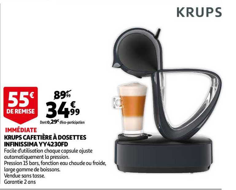 krups cafetière à dosettes infinissima yy4230fd