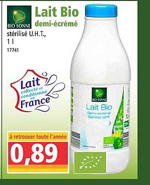 lait bio demi-écrémé bio sonne